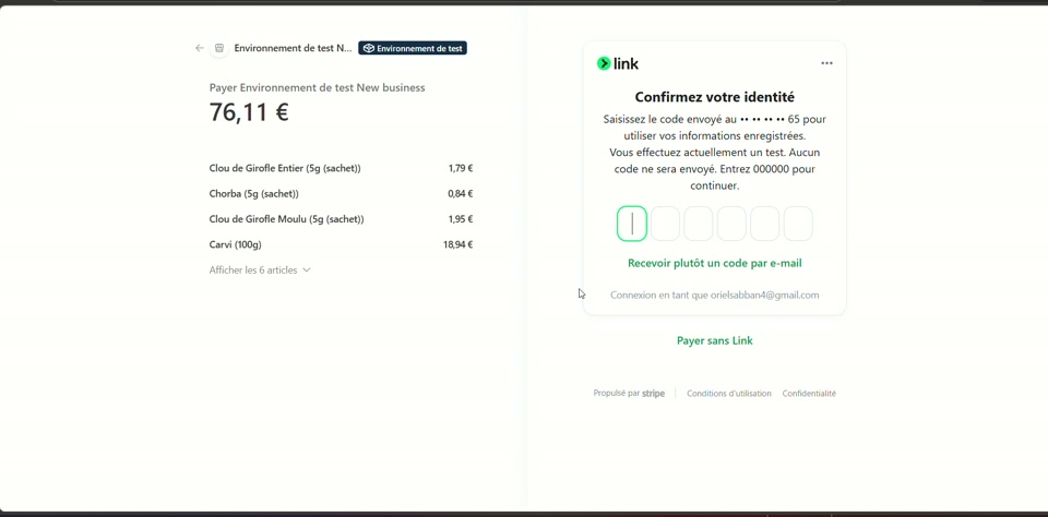 Parcours de commande avec recapitulatif et etape de paiement